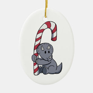 Triceratopss candy caneprydnad julgransprydnad keramik