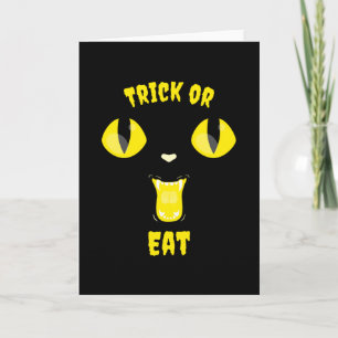 Trick eller ät rolig Halloween hungrig katt Kort