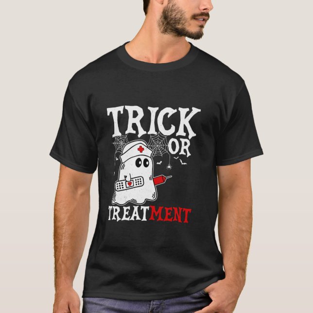 Trick- eller behandlingsnurse Halloween Ghost-kost T Shirt (Framsida)