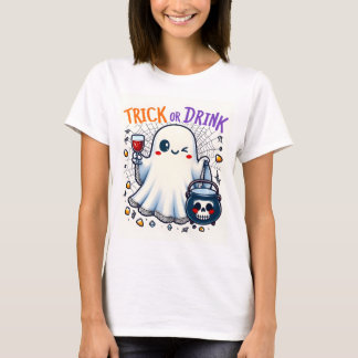 Trick- eller Drink Cute Halloween-design T Shirt