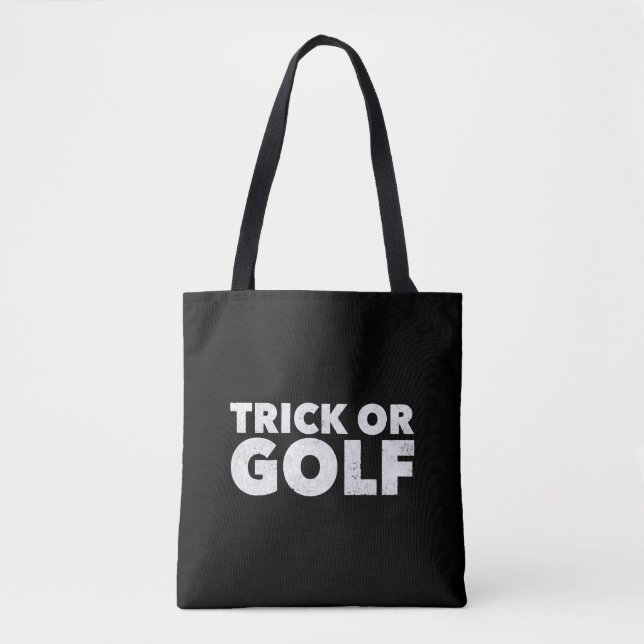 Trick eller Golf Funny Halloween Tygkasse (Framsida)