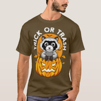 Trick eller Sopor funny Raccoon Bus eller godis Ha T Shirt