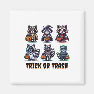 Trick eller Sopor Halloween Funny Raccoon Autumn F Magnet