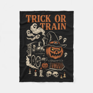 Trick eller Tåg Funny Halloween Skeleton Ghost Pum Fleecefilt
