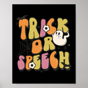 Trick eller Tal Groovy Halloween Tal-patologi Poster