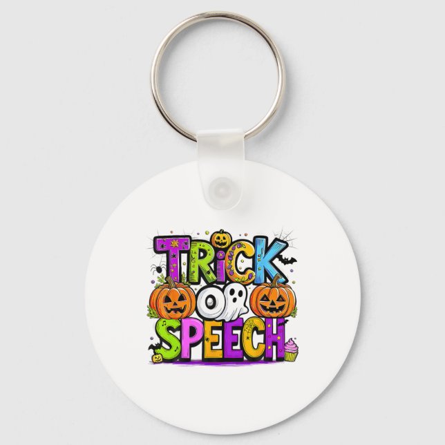 Trick eller Tal Halloween Teacher Ghost Manar Wome Nyckelring (Framsida)