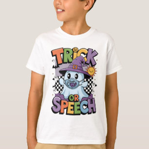 Trick eller Tal Orange Black Funny Halloween Ghost T Shirt
