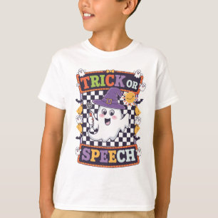 Trick eller Tal Orange Funny Halloween Ghost T Shirt