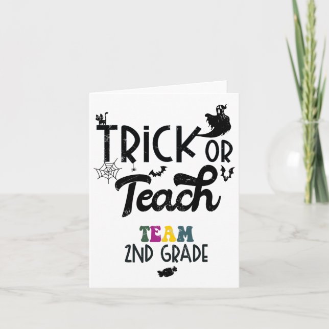 Trick eller teach andra Klass 2:a Klass Halloween  Kort (Framsida)