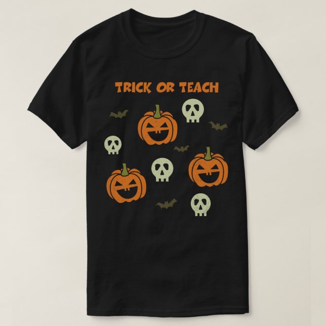 Trick eller Teach Funny Halloween Party Tee Gif (Design framsida)