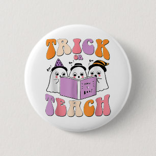 Trick eller Teach Ghost Retro Groovy Halloween Tea Knapp