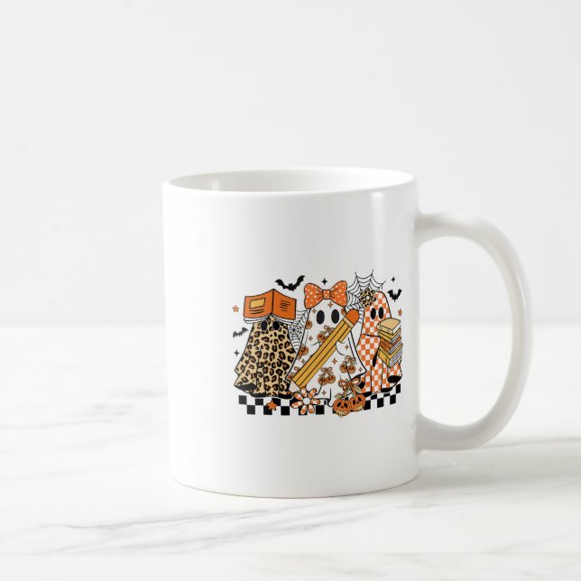 Trick eller Teach Ghost Teacher Halloween Retro Ch Kaffemugg (Höger)