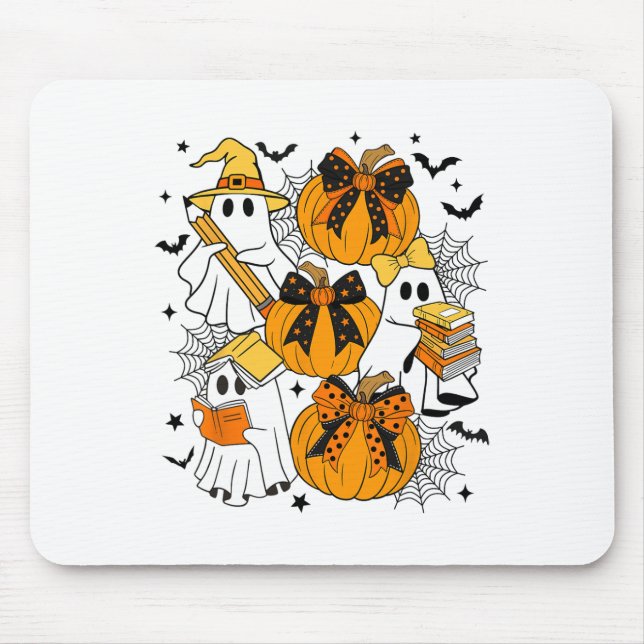 Trick eller Teach Ghost Teacher Halloween Retro Fl Musmatta (Framsidan)