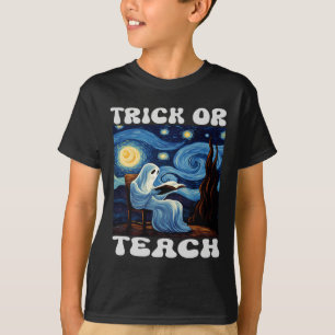 Trick eller Teach Ghost Teacher Halloween Van Gogh T Shirt