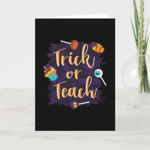 Trick eller Teach Halloween School Kort