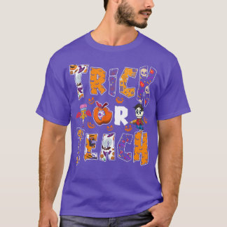 Trick eller Teach Halloween Teacher Scary Pumpkins T Shirt