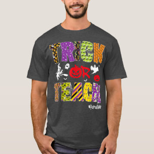 Trick eller Teach Para Life Halloween Pumpkin Skel T Shirt