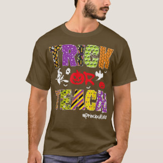 Trick eller Teach Principal Life Halloween Pumpkin T Shirt