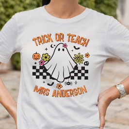Trick eller Teach Retro Ghost Teacher Halloween T Shirt
