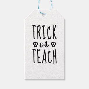Trick eller Teach Shirt, Halloween Tröja för lärar Presentetikett