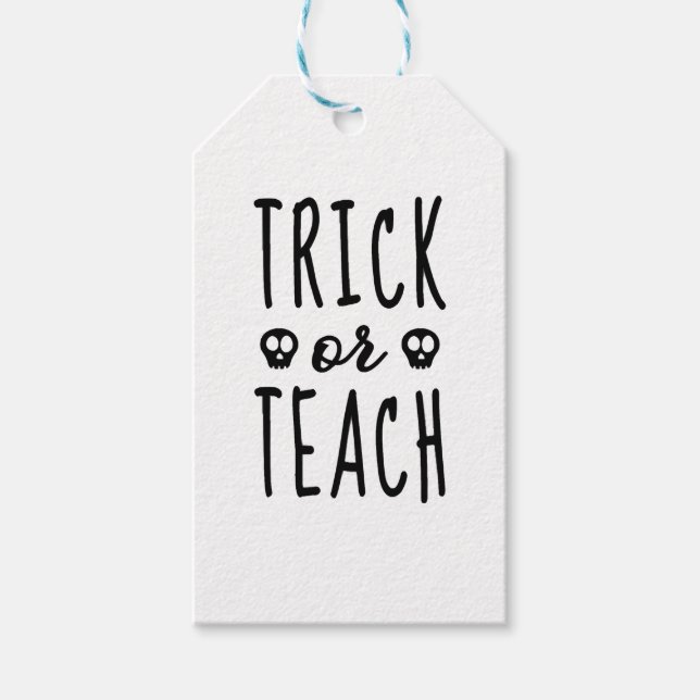 Trick eller Teach Shirt, Halloween Tröja för lärar Presentetikett (Framsidan)