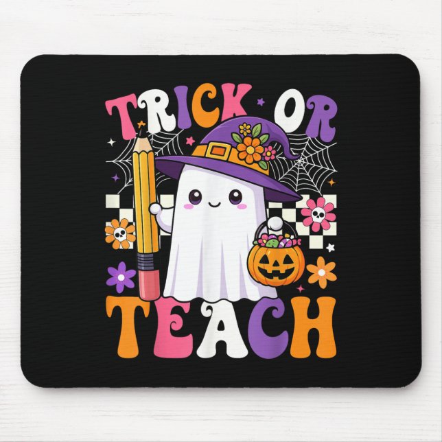 Trick eller Teach Teacher Pencil Ghost Funny Hallo Musmatta (Framsidan)