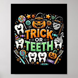 Trick eller Teeth Funny Dentist Halloween Dental H Poster