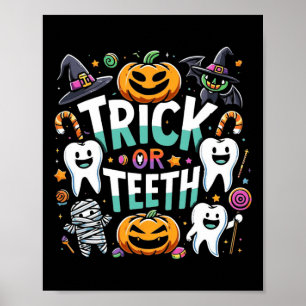 Trick eller Teeth Funny Dentist Halloween Dental H Poster