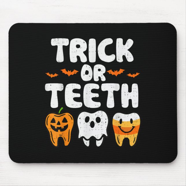Trick eller Teeth Halloween FUNNY Dental Dentist M Musmatta (Framsidan)