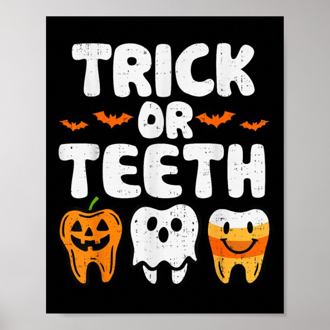 Trick eller Teeth Halloween FUNNY Dental Dentist M Poster (Framsidan)