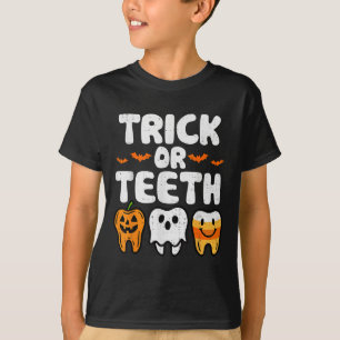 Trick eller Teeth Halloween FUNNY Dental Dentist M T Shirt