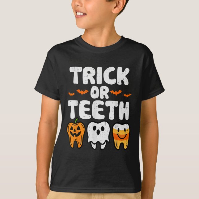 Trick eller Teeth Halloween FUNNY Dental Dentist M T Shirt (Framsida)