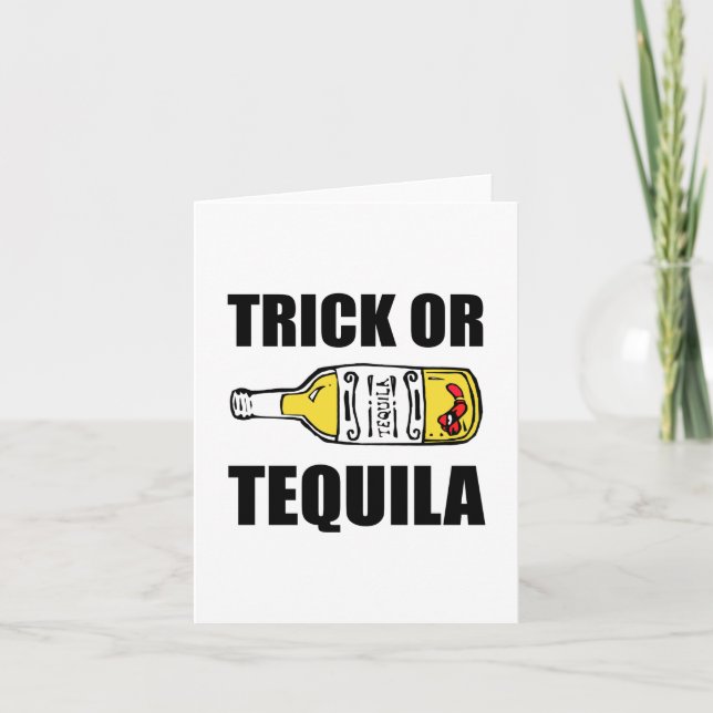 Trick eller Tequila Halloween Funny Kort (Framsida)