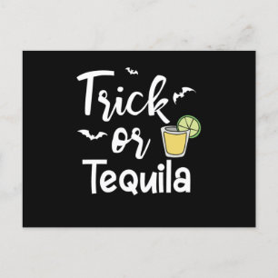 Trick eller Tequila Halloween Pumpkin Horror Scary Vykort