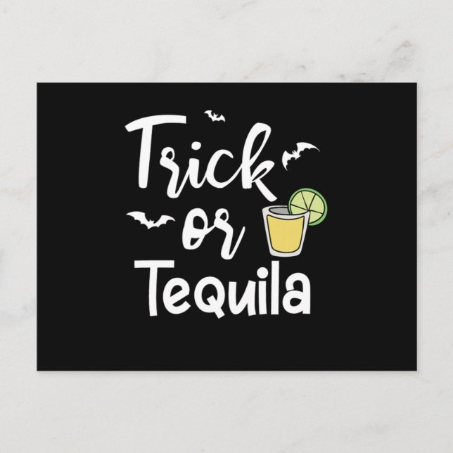 Trick eller Tequila Halloween Pumpkin Horror Scary Vykort (Framsida)