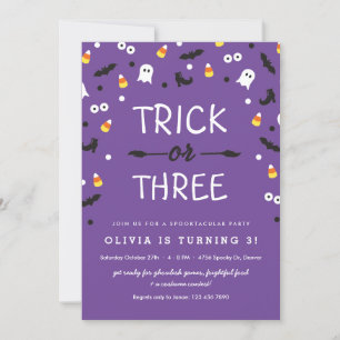 Trick eller Three Halloween 3:e födelsedagsinbjuda Inbjudningar