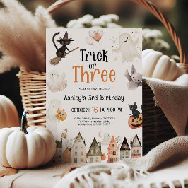Trick eller Three Halloween 3rd Birthday Inbjudningar