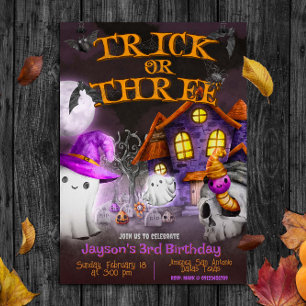 Trick eller Three - Spooky 3rd Birthday Inbjudningar