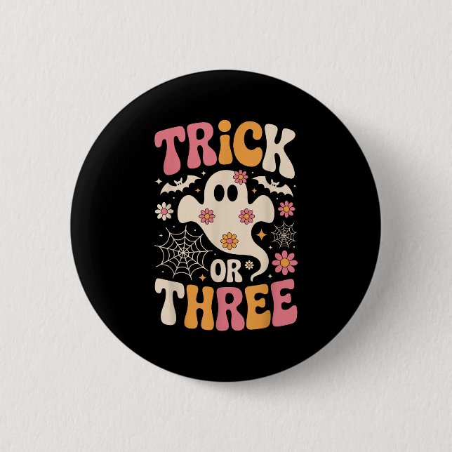 Trick eller tre 3 år gamla Groovy Ghost H Knapp (Framsida)