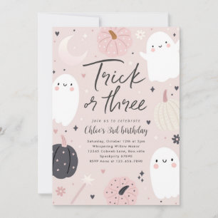 Trick eller tre Boho Halloween Ghost 3:e födelseda Inbjudningar