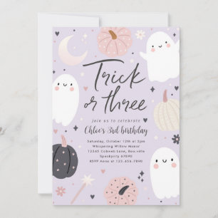 Trick eller tre Boho Halloween Ghost 3:e födelseda Inbjudningar