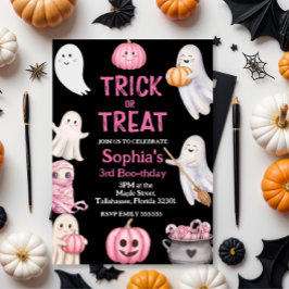 Trick eller tre Halloween Ghost 3:e födelsedagen P Inbjudningar