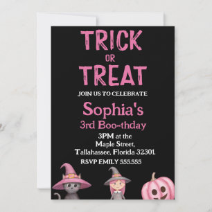 Trick eller tre Halloween Ghost 3:e födelsedagen P Inbjudningar