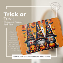 Trick eller Treat Halloween Gnomes Bath Mat