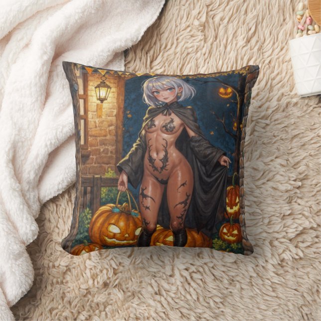 Trick eller Treat, Modig Halloween Costume Girl Kudde (Filt)
