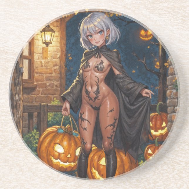 Trick eller Treat, Modig Halloween Costume Girl Underlägg (Framsidan)