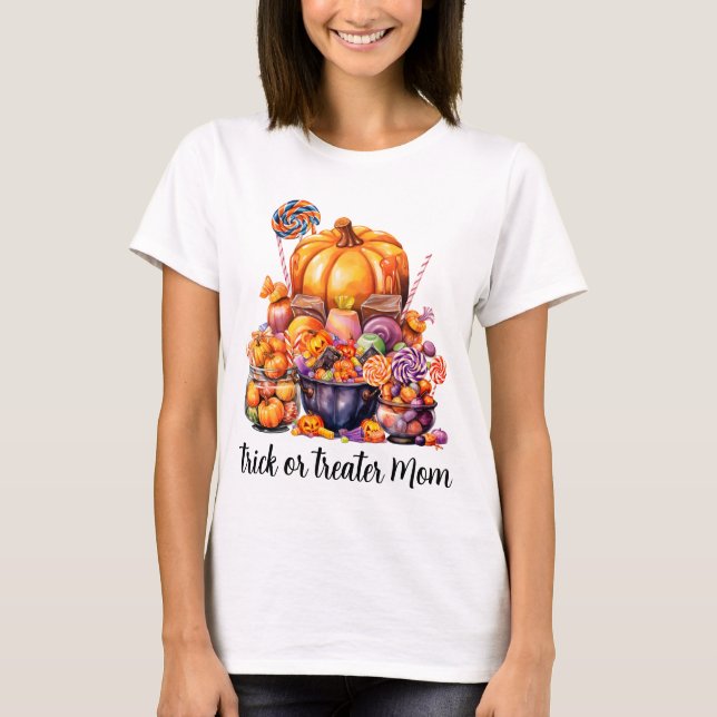Trick eller Treater Mamma T Shirt (Framsida)