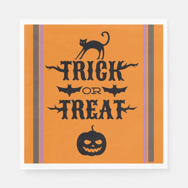 Trick eller Treet Halloween Typography Party Pappersservett (Framsidan)