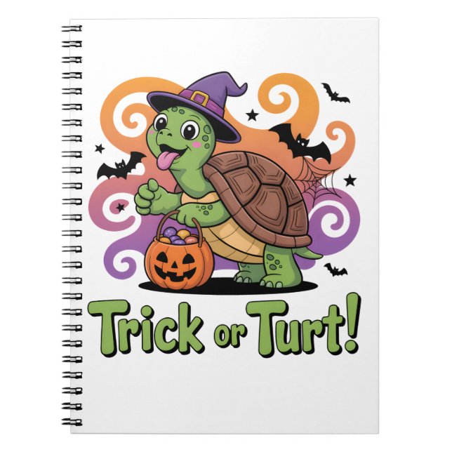 Trick eller Turt Funny Turtle Halloween Anteckningsbok (Framsidan)
