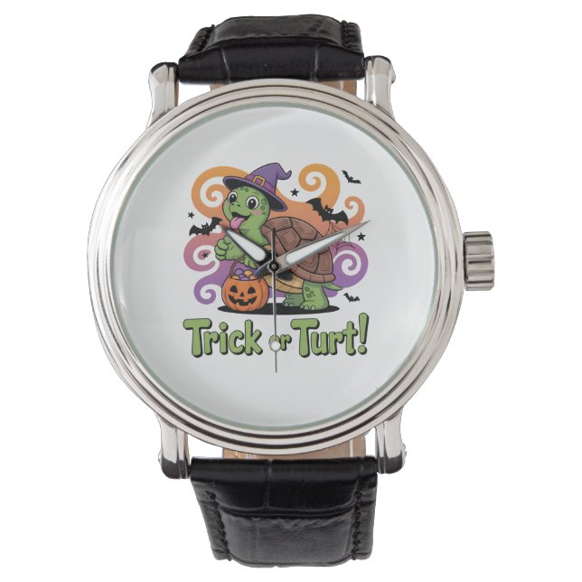 Trick eller Turt Funny Turtle Halloween Armbandsur (Framsida)